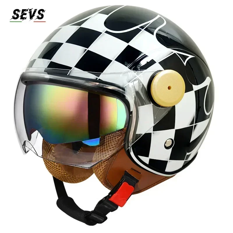 

Мотоциклетный шлем DOT с открытым лицом 3/4, ретро мотоциклетные шлемы, винтажный чоппер Capacete De Moto, велосипедный скутер с для мужчин и женщин