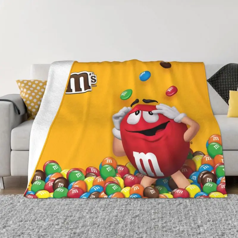 

Funny M&M's Emoticons Blanket Warm Fleece Soft Flannel Candy Chocolate Throw Blankets for Bed Couch Home Spring Autumn