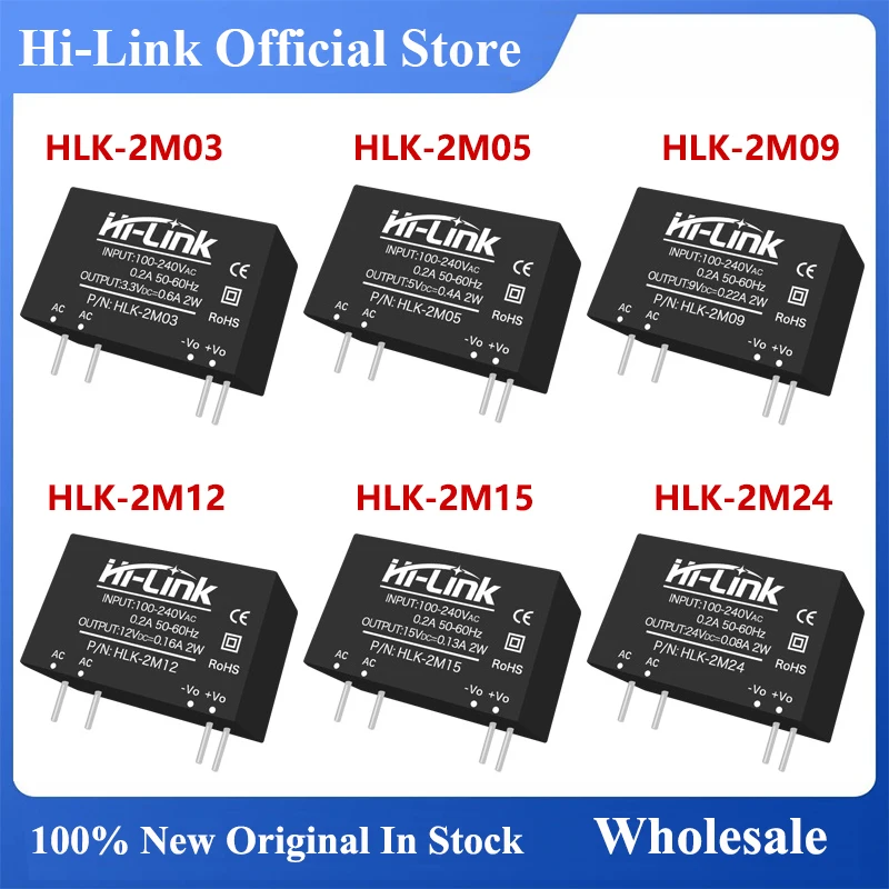 Фото Hi-Link 10 шт. 2 Вт 3,3 В 5 В 9 В 12 В 15 В 24 В Источники питания переменного и постоянного тока Интеллектуальный модуль HLK-2M05 HLK-2M12 HLK-2M24 HLK-2M03 HLK-2M09 HLK-2M15 №1
