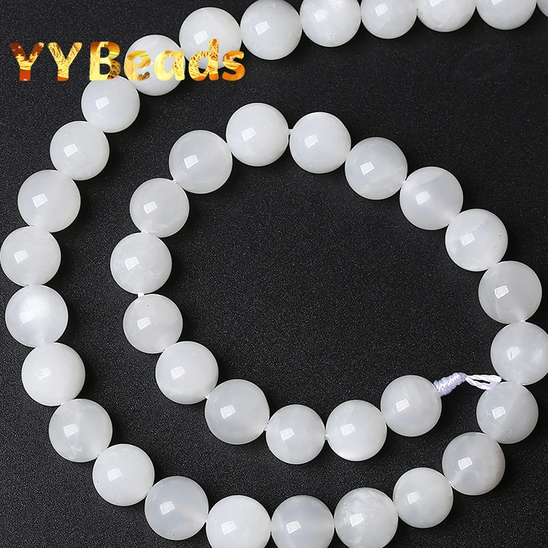 5A Quality Natural White Moonstone Beads Round Loose Spacer Beads  For Jewelry Making Bracelets Necklaces Accessories 15