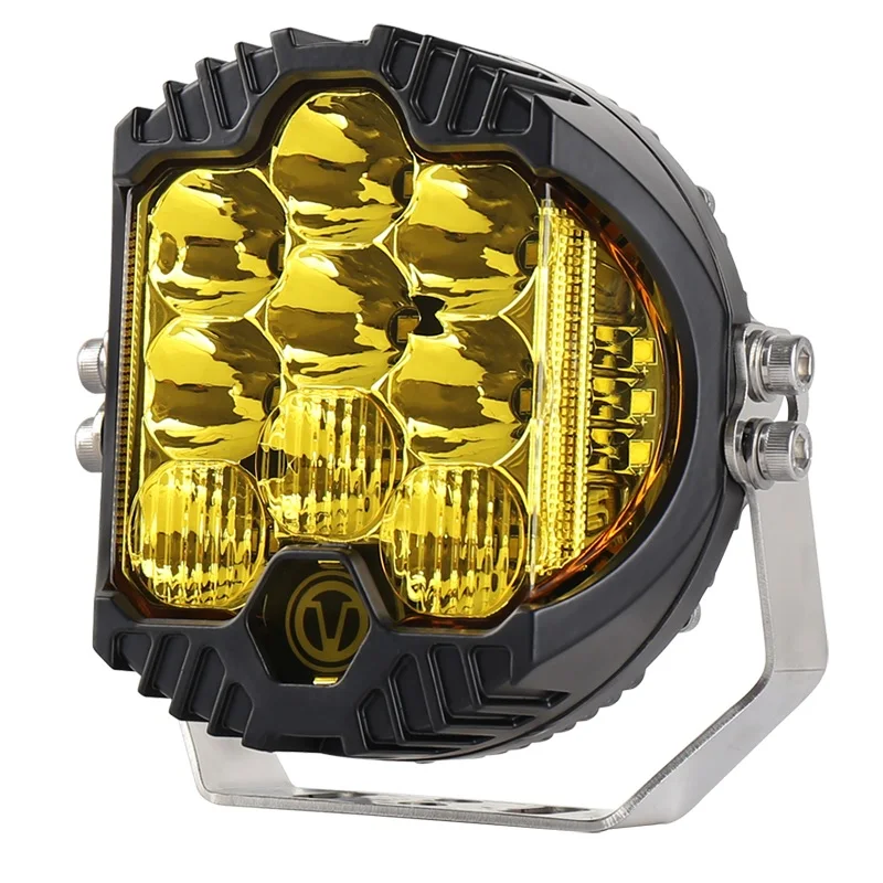

1pcs 5 Inch LED Headlights Assembly DRL Hi/Lo Beam 50W 5000LM 9LEDS For Niva Motorcycle Lada Offroad 4x4 UAZ 12V 24V Yellow