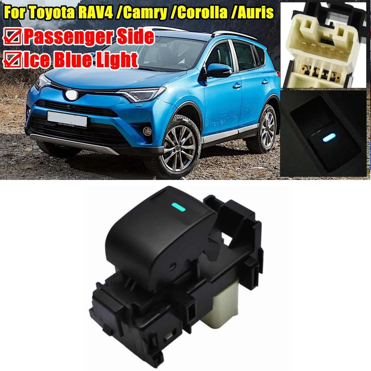 

1 шт. для Toyota RAV4 /Camry /Corolla /Auris светодиодный, стеклоподъемник, кнопка переключателя управления, аксессуары для пассажирских автомобилей