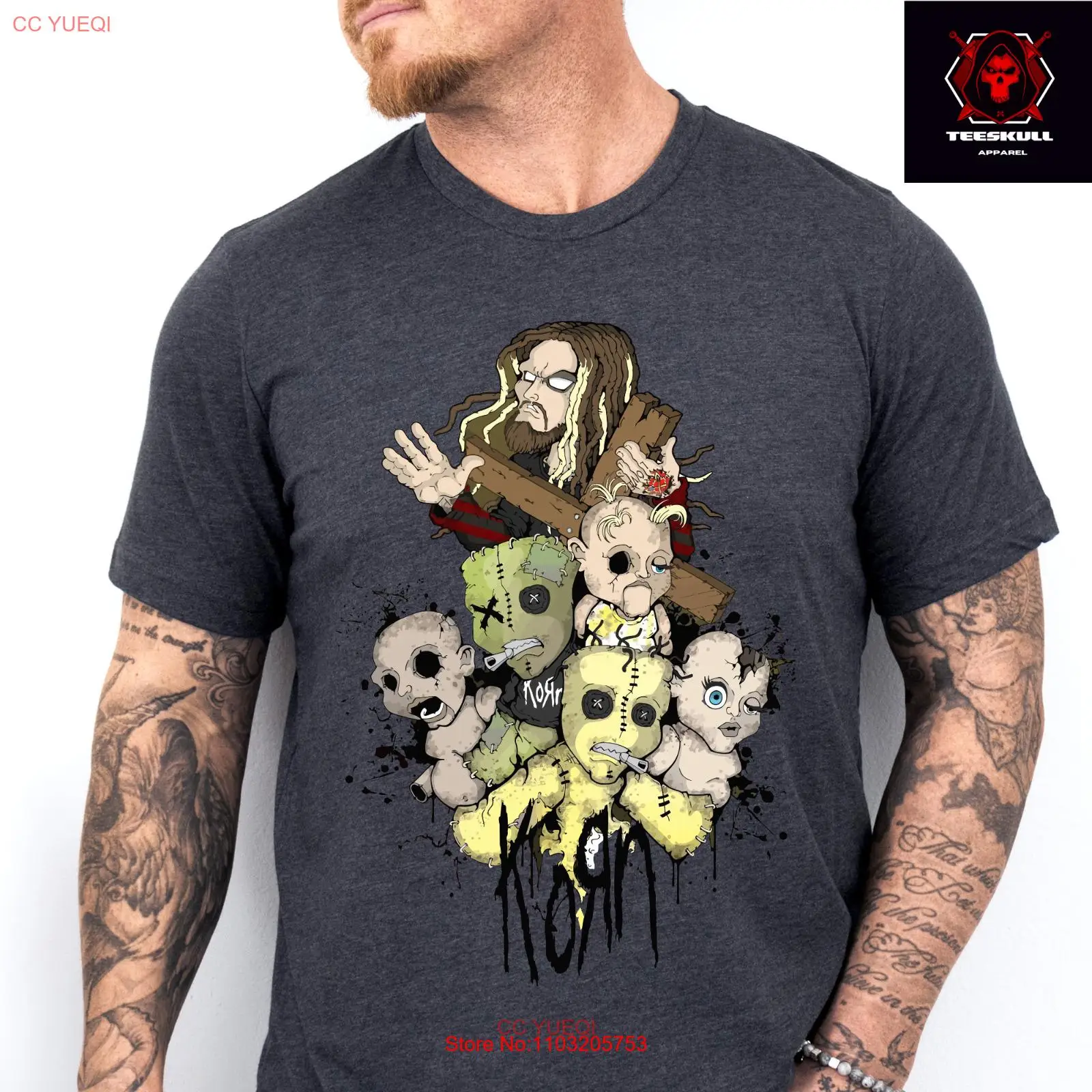 Футболка Korn в стиле ретро с изображением рок-группы из тяжелого хлопка унисекс