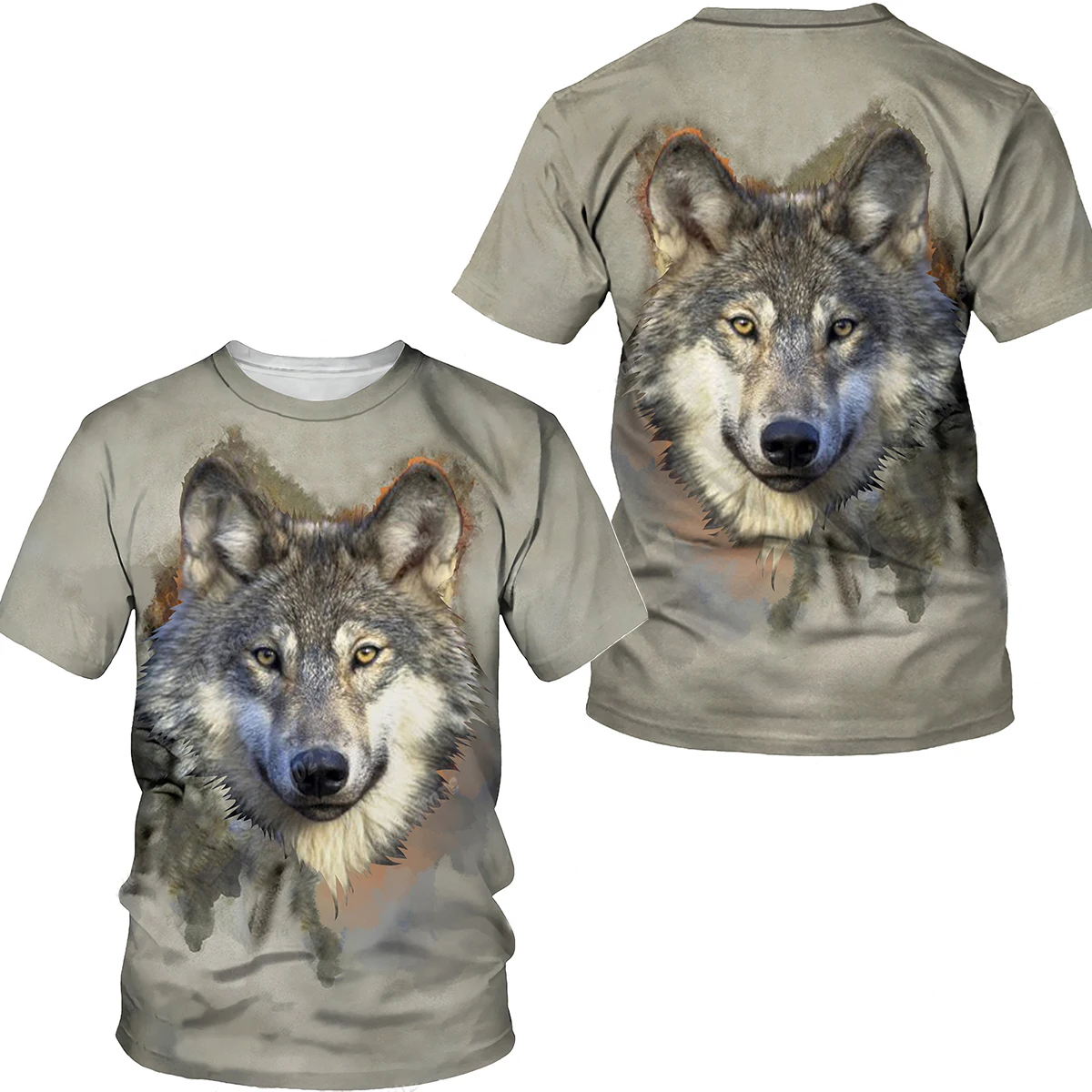 

Summer Street Explosions Personality Wolf 3d Printed Men's T-Shirt Classic Fashion Short Sleeve Loose Plus Size