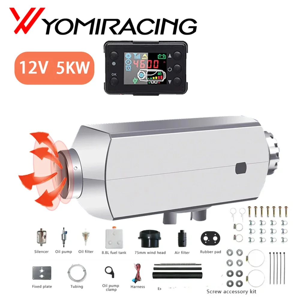 

Автомобильный дизельный обогреватель YOMI, 12 В, 24 В, алюминиевый корпус, 5 кВт, воздушный парковочный обогреватель, ЖК-переключатель для автомобиля, яхты, лодки, аналогичные Websato Eberspacher