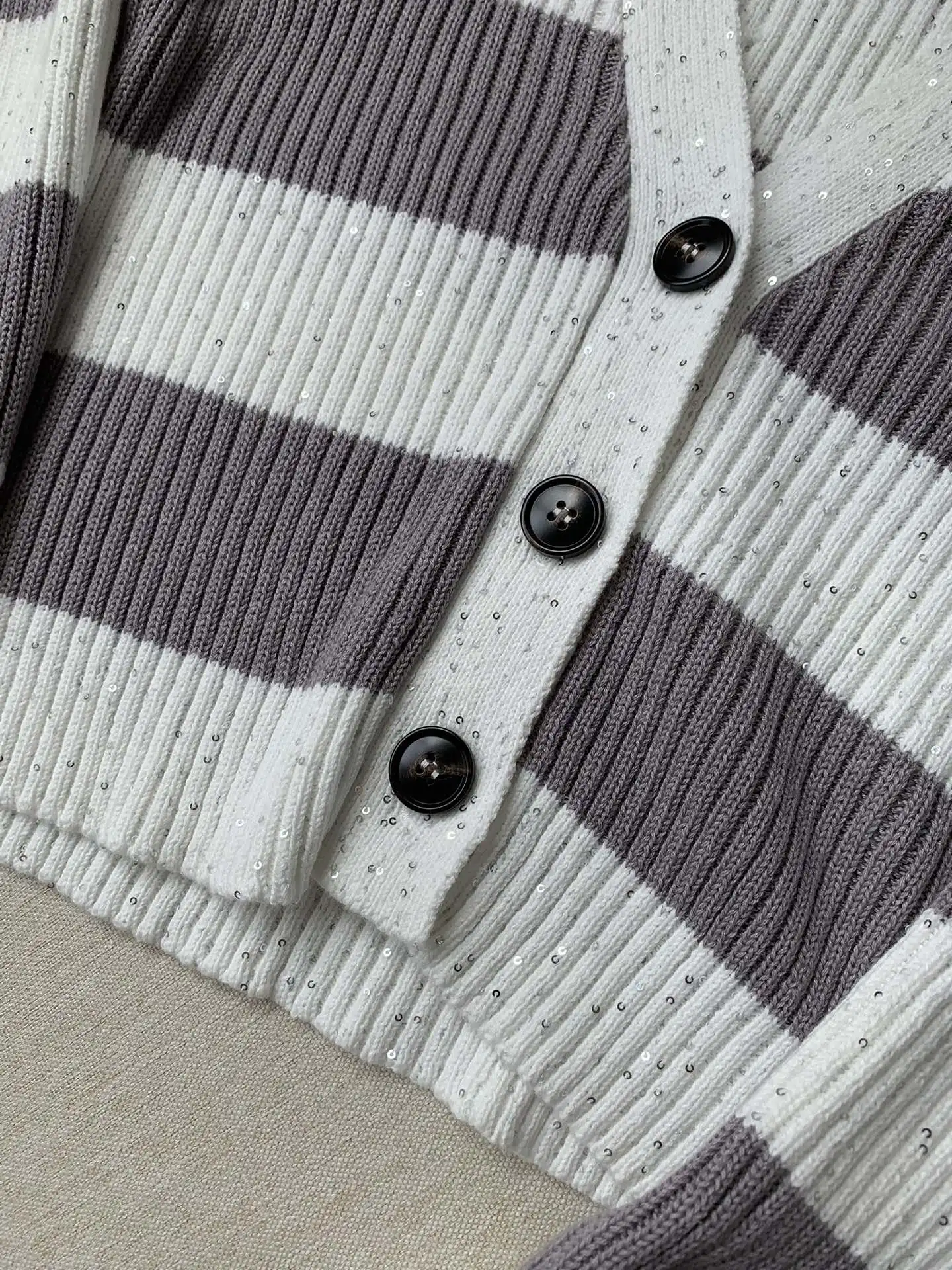 Осенний женский кардиган B * C Хлопковый вязаный свитер в полоску с длинным