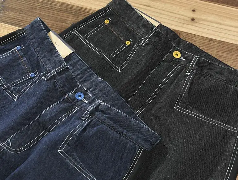 Men Jeans Patchwork Pants Cotton Male Black Casual Mid Waist Slim Fit Trouser Vintage Wash Jeans