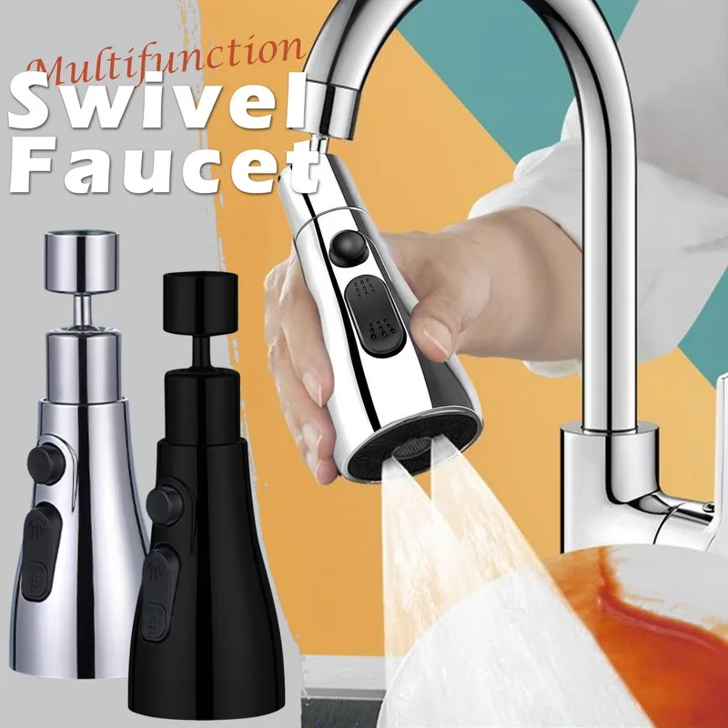 

Universal 360° Rotate Kitchen Faucet Extender Aerator Plastic Splash Filter 3 Mode Pressure Washbasin Faucet Bubbler Nozzle