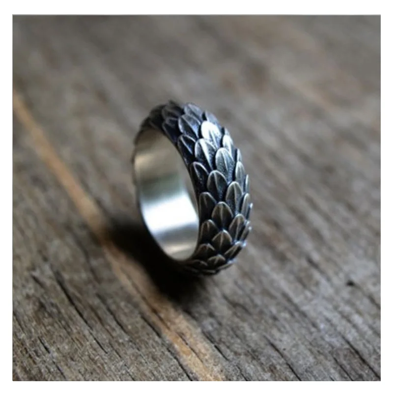 

Punk Dragon Scale Engagement Ring Hip Hop Male Female Metal Thin Ring Trendy Silver Color Wedding Rings For Women Men Jewelry