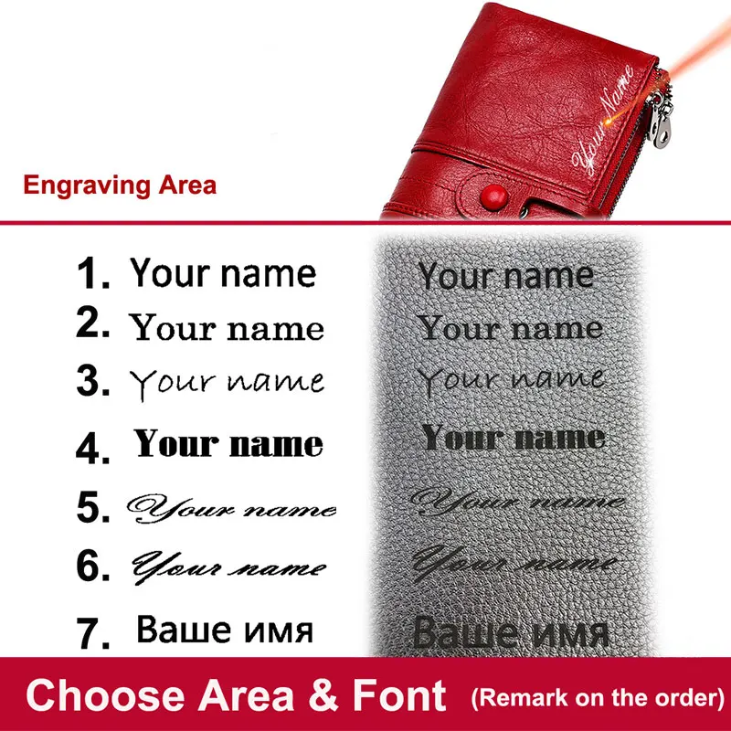 Длинные женские кошельки из натуральной кожи с RFID-защитой и именной гравировкой