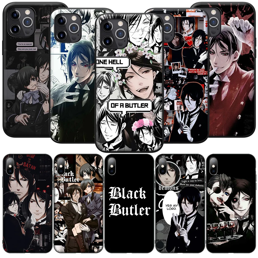 SA22 Black Butler Kuroshitsuji Soft Case for iPhone 16 15 14 13 7 8 Pro Max Mini Plus