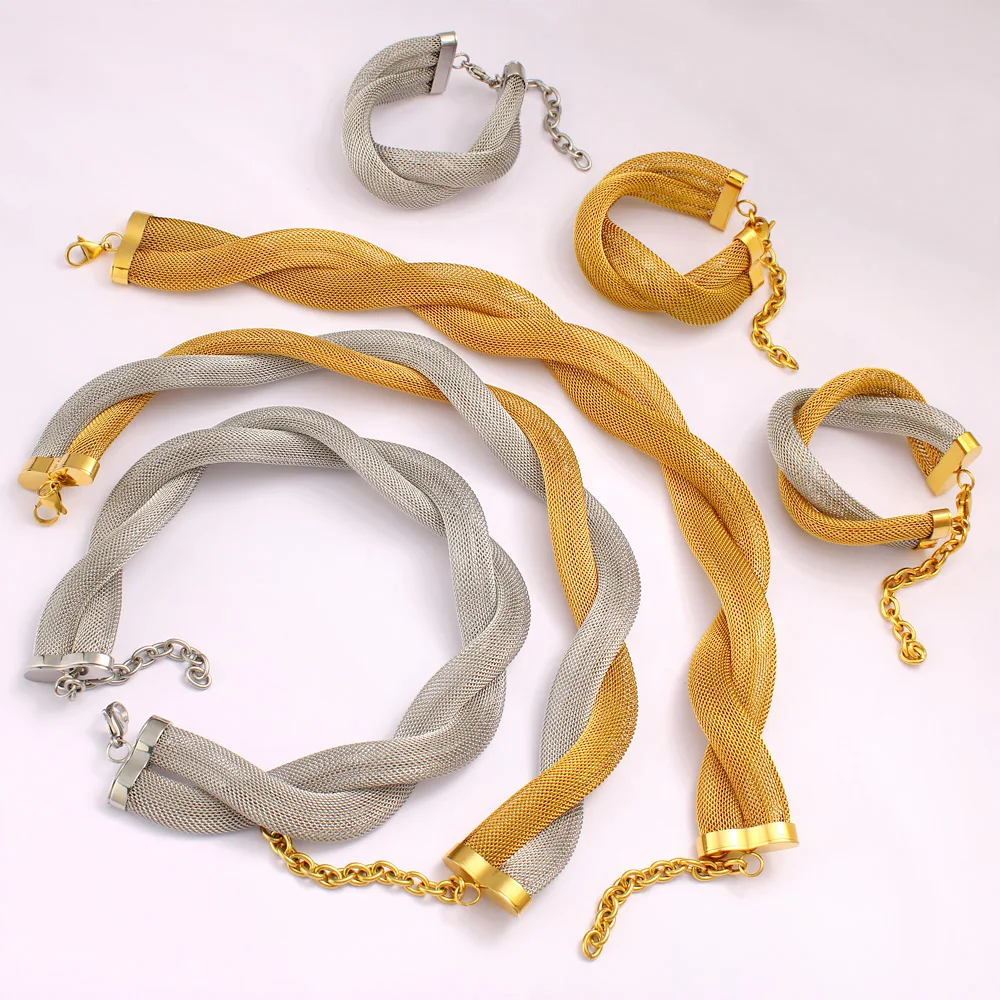 Ювелирный Комплект USENSET из нержавеющей стали в стиле ретро большая полая веревка