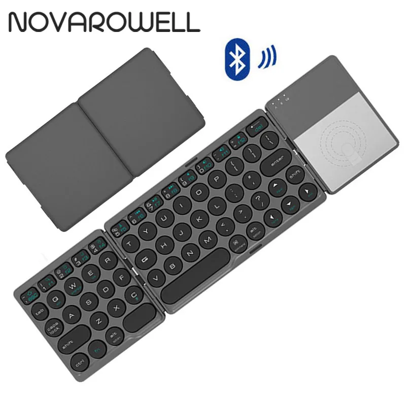 

Складная беспроводная клавиатура, Bluetooth-клавиатура с тачпадом, перезаряжаемая, для планшетов, ноутбуков, Android, Windows, телефонов, планшетов