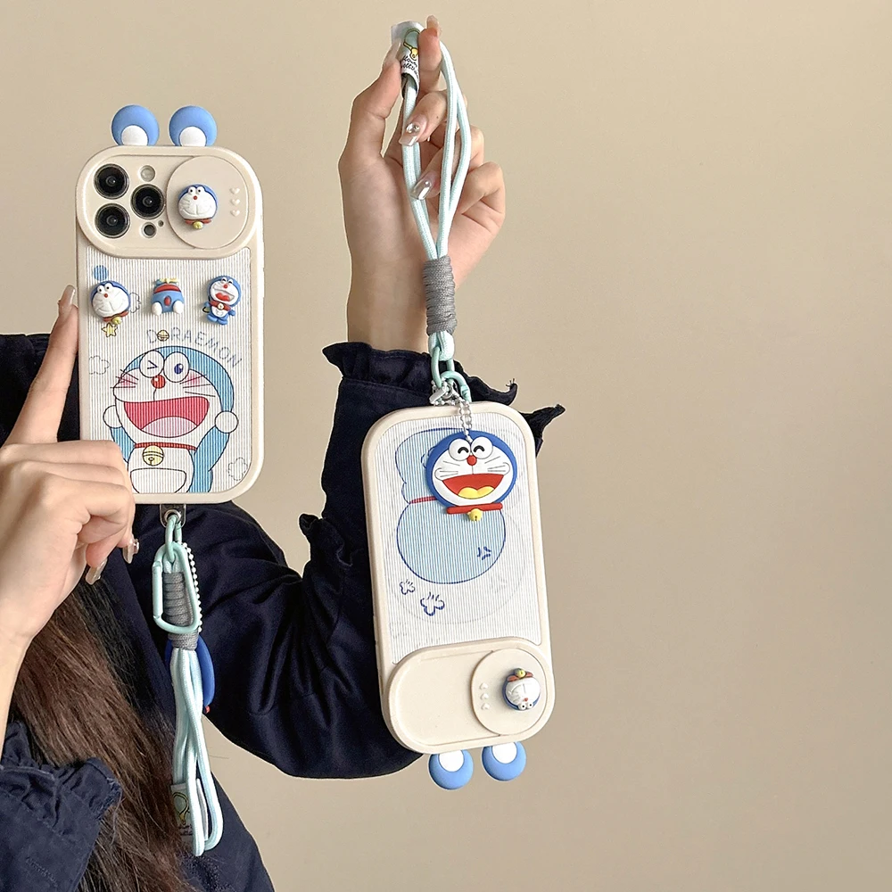 Чехол для телефона с раздвижным окном в стиле аниме 3D Ear D-Doraemons IPhone 16 15 14 13 12 11 Pro Max