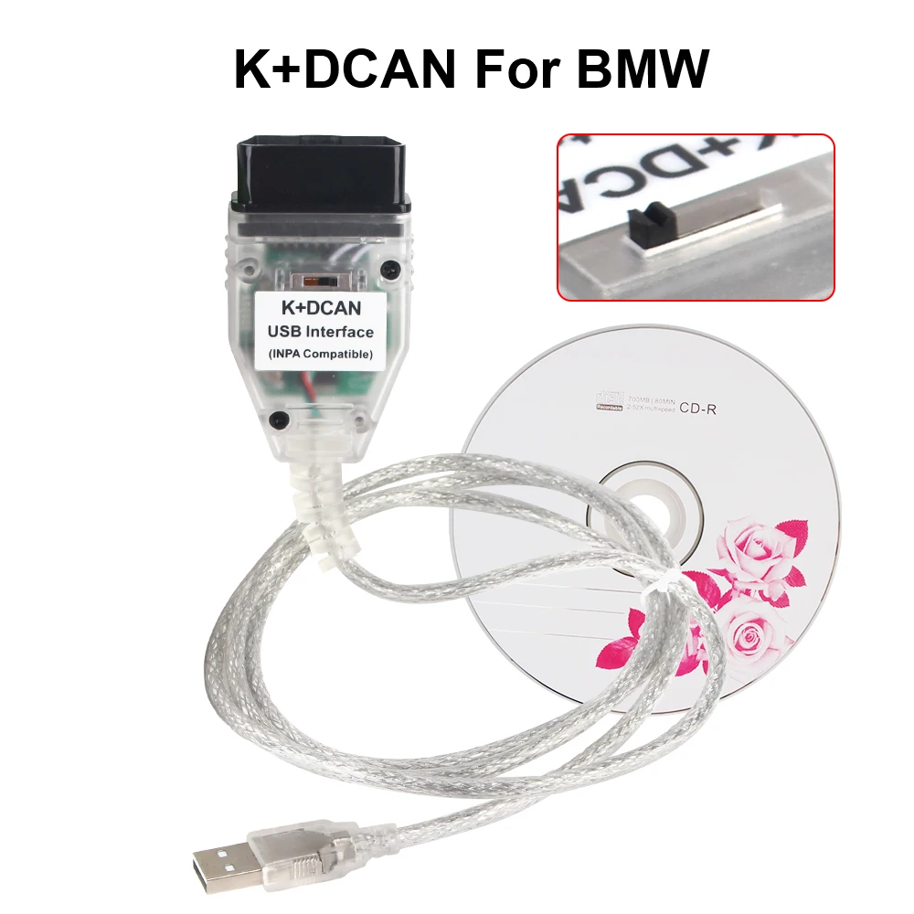 С переключателем K + DCAN FT232RL для BMW автомобильные аксессуары OBD 2 II Автомобильные