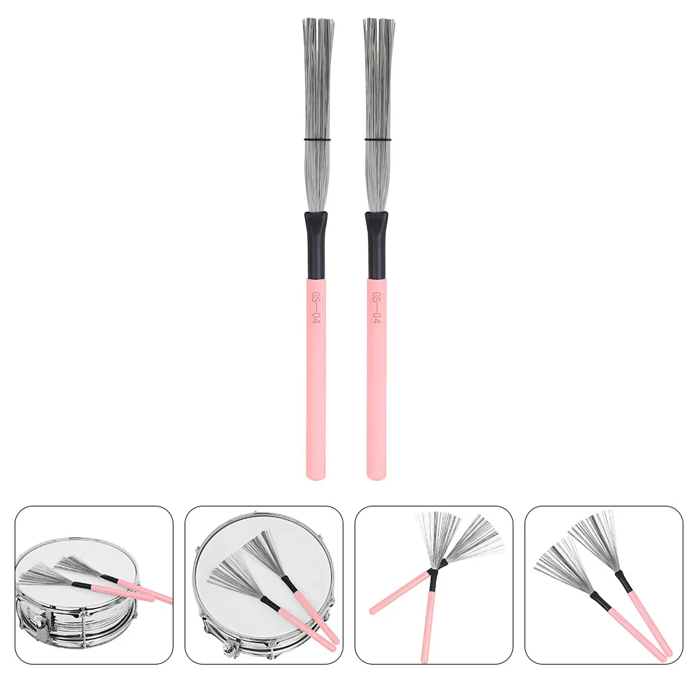 

Drum Brushes Brush Sticks Wire Percussion Jazz Metaldrums Cajon Accessories Set Snare Stick Steel Cleaning Retractable