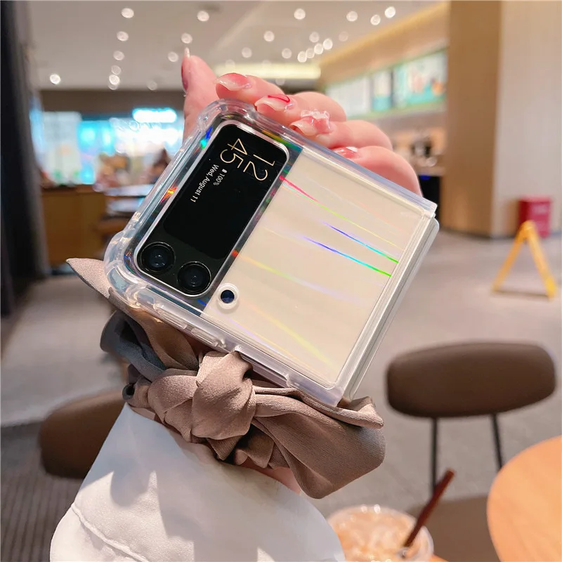 

Laser Colorful Transparent Phone Case for Samsung Galaxy Z Flip 4 3 Soft TPU Back Cover for ZFlip4 ZFlip3 Cases Protective Shell