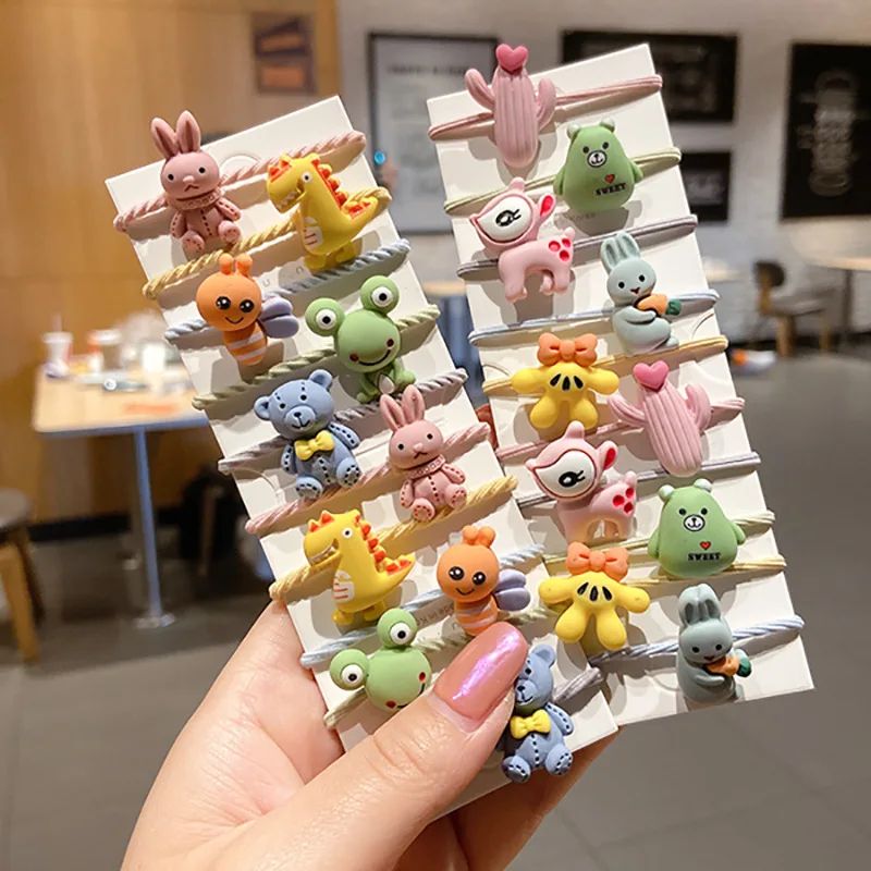 

10pcs Hair Accessories Bands Bandeau Cheveux Scrunchies Tiara for Girls Seamless Tie Small Ring Rubber Color Gradient Thumb Ring