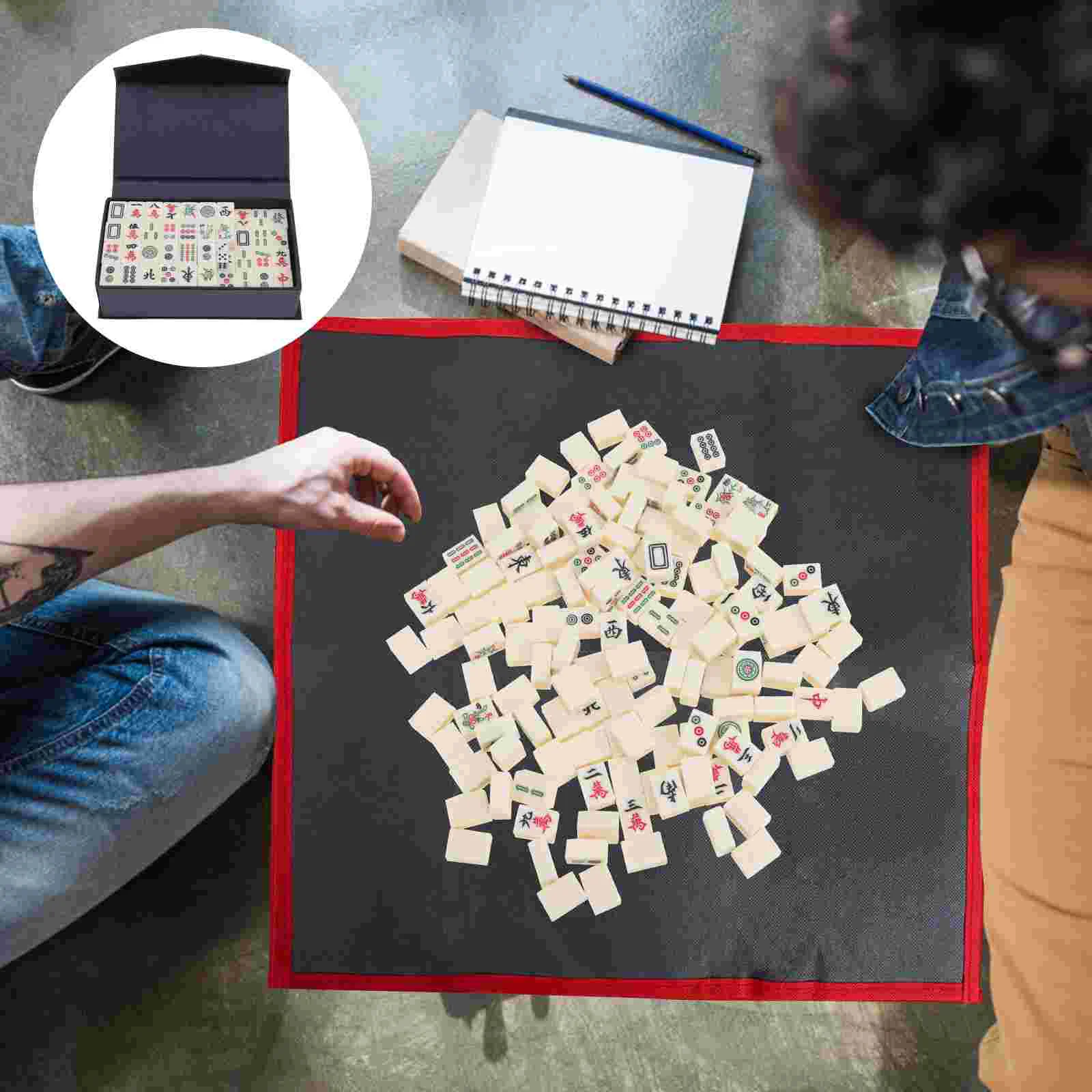 

1 Set Chinese Mahjong Game Set Portable Mahjong Plaything for Camping
