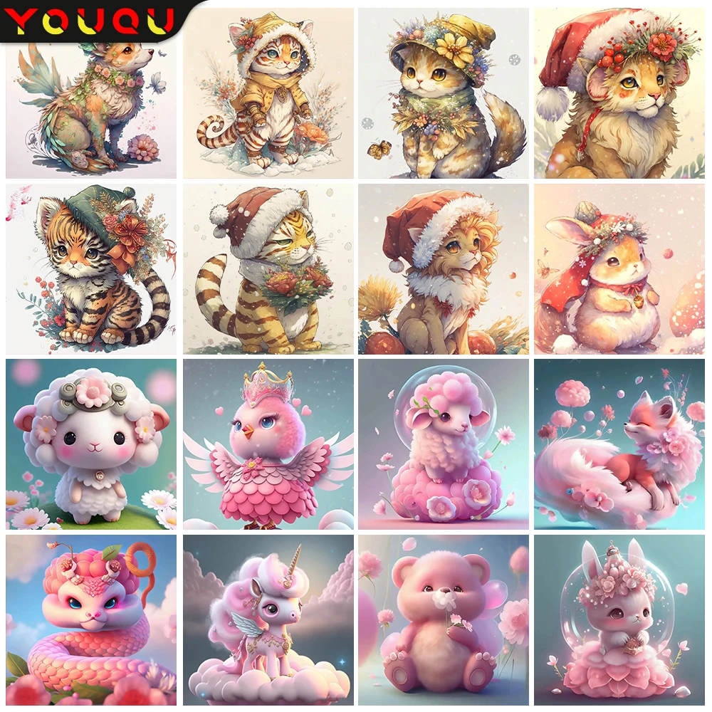 

YOUQU Diamond Embroidery Cross Stitch Kit Diamond Painting Small Size DIY Animal Mosaic Picture Home Decoration Handicraft Art