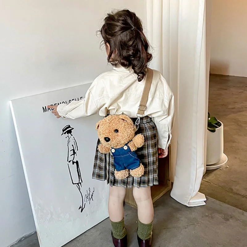 Little Girl Boy Cartoon Lovely Bear Small Shoulder Bags New Children Cute Fashion Plush Doll Messenger Bag Drop Shipping Hot