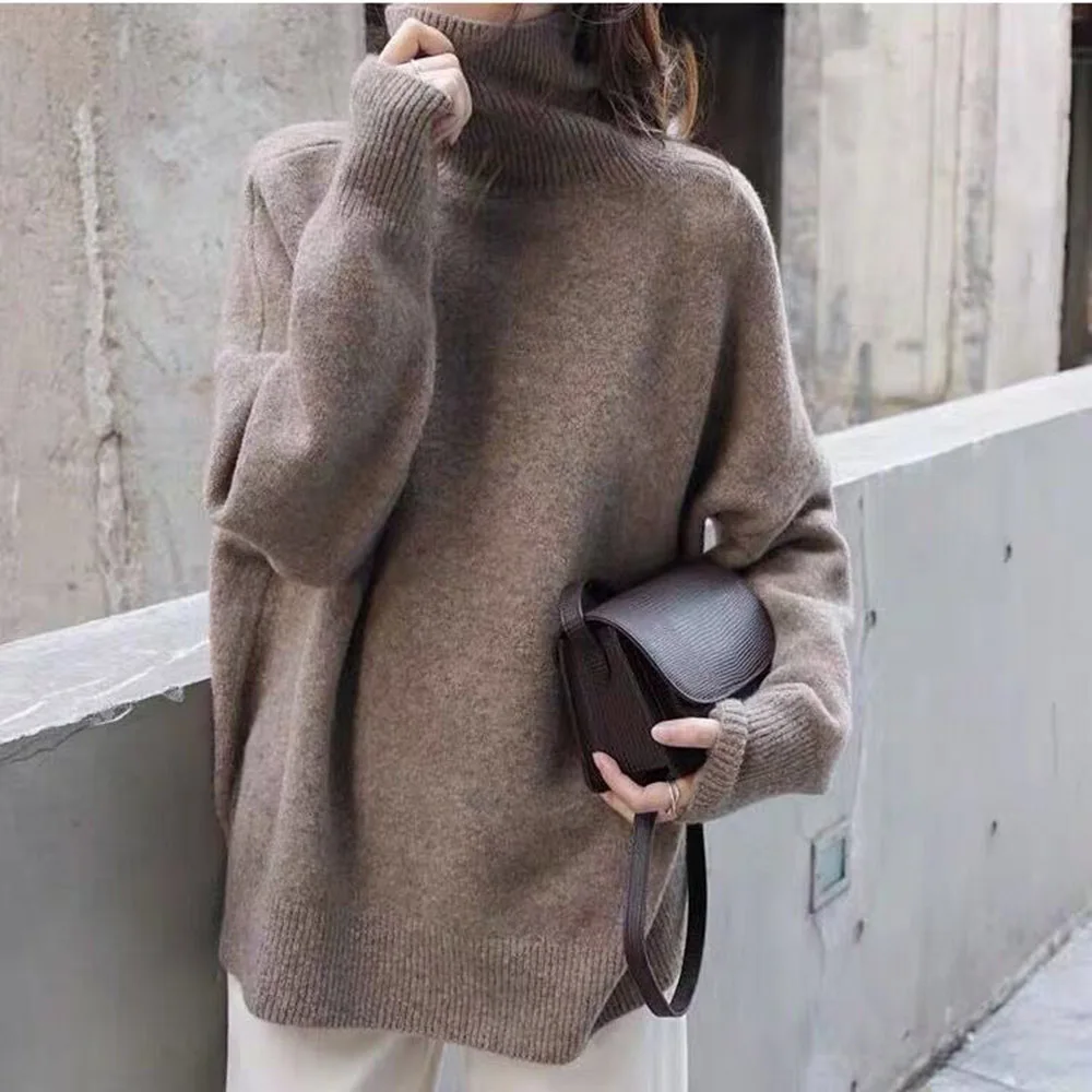 

Turtleneck Sweater Women Autumn Winter Knitted Tops Long Sleeve Sweaters 2021 Casual Style Pullover Jumpers Female Warm New
