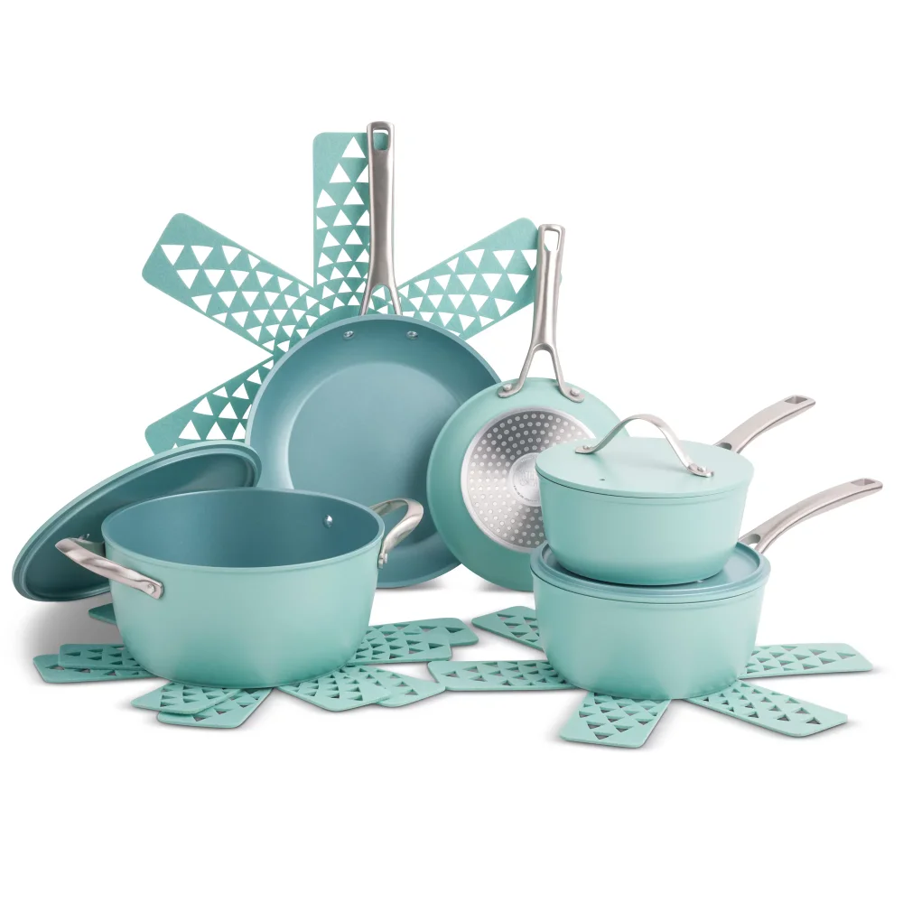 

Thyme & Table Nonstick 12 Piece Cookware Set, Acadia Blue