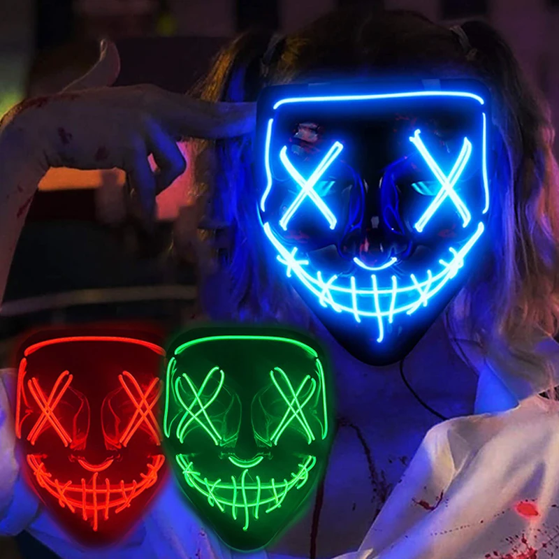 Halloween Luminous LED Mask Purge Masks Election Mascara Costume Mask DJ Party Light Up Masks Glow In Dark Halloween Party Props