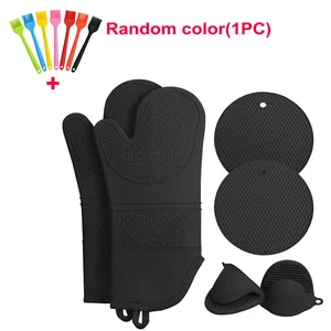6pcsset oven mitt silicone gloves microwave waterproof baking gloves resistant gadgets oven kitchen tool accessories free global shipping