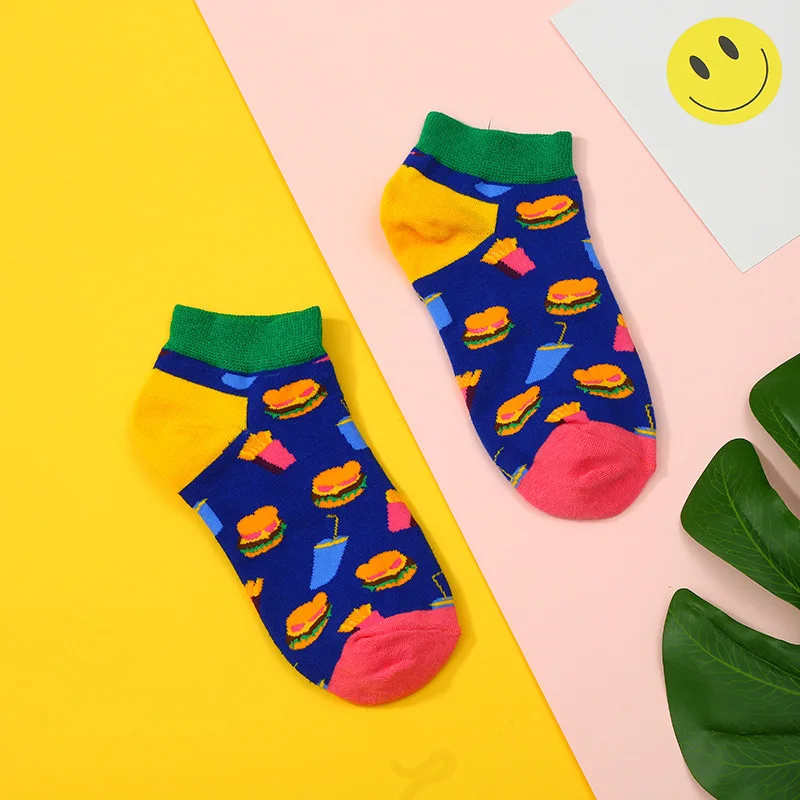 (2 pairs) men's and women's same summer thin boat socks ins trend cotton socks