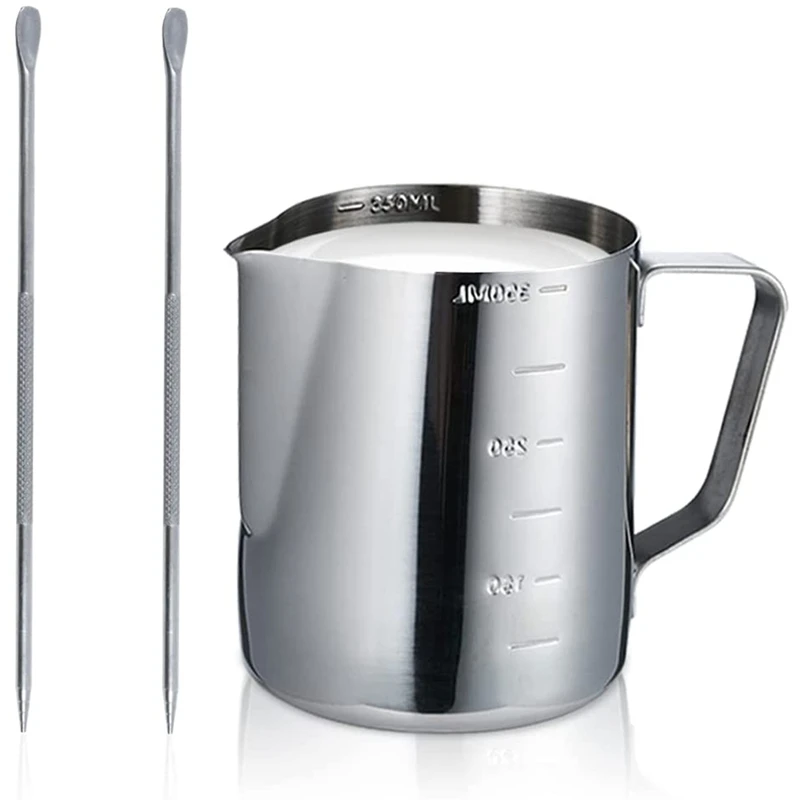 

Espresso Milk Frothing Pitcher With Measurement Inside & Out, Stainless Steel Garland Milk Cup,2 Latte Art Pen (12Oz)
