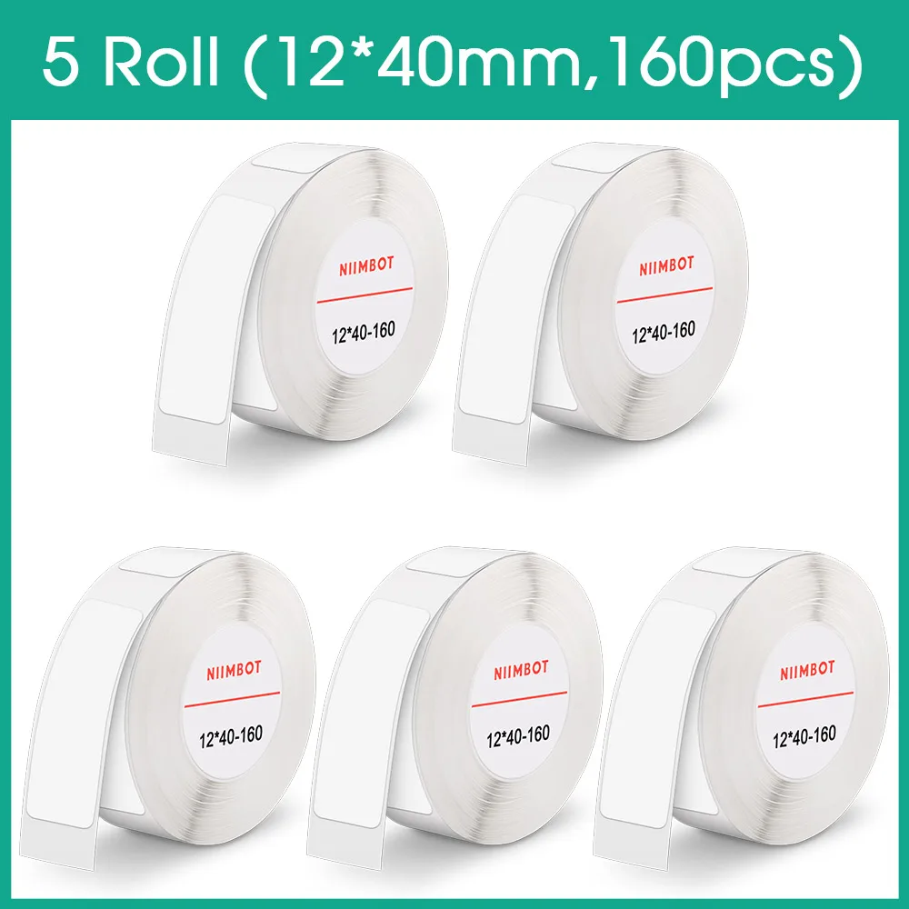 

5 Roll Niimbot D11 Sticker 12*40mm Self Adhesive White Label Paper for Wireless Label Printer Pocket Niimbot D11 Label Printer