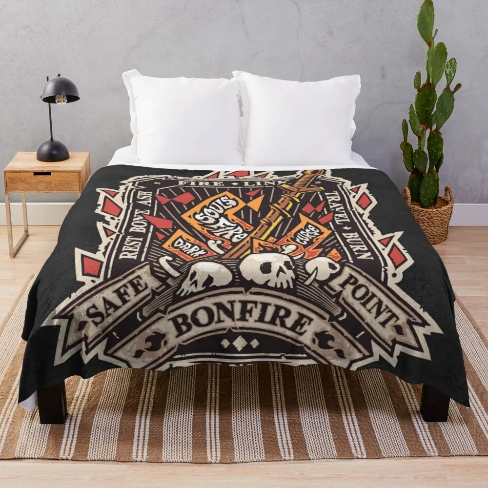 

Dark Bonfire Emblem with Curse Souls Color Throw Blanket soft plaid double summer blanket Throw Blanket fur