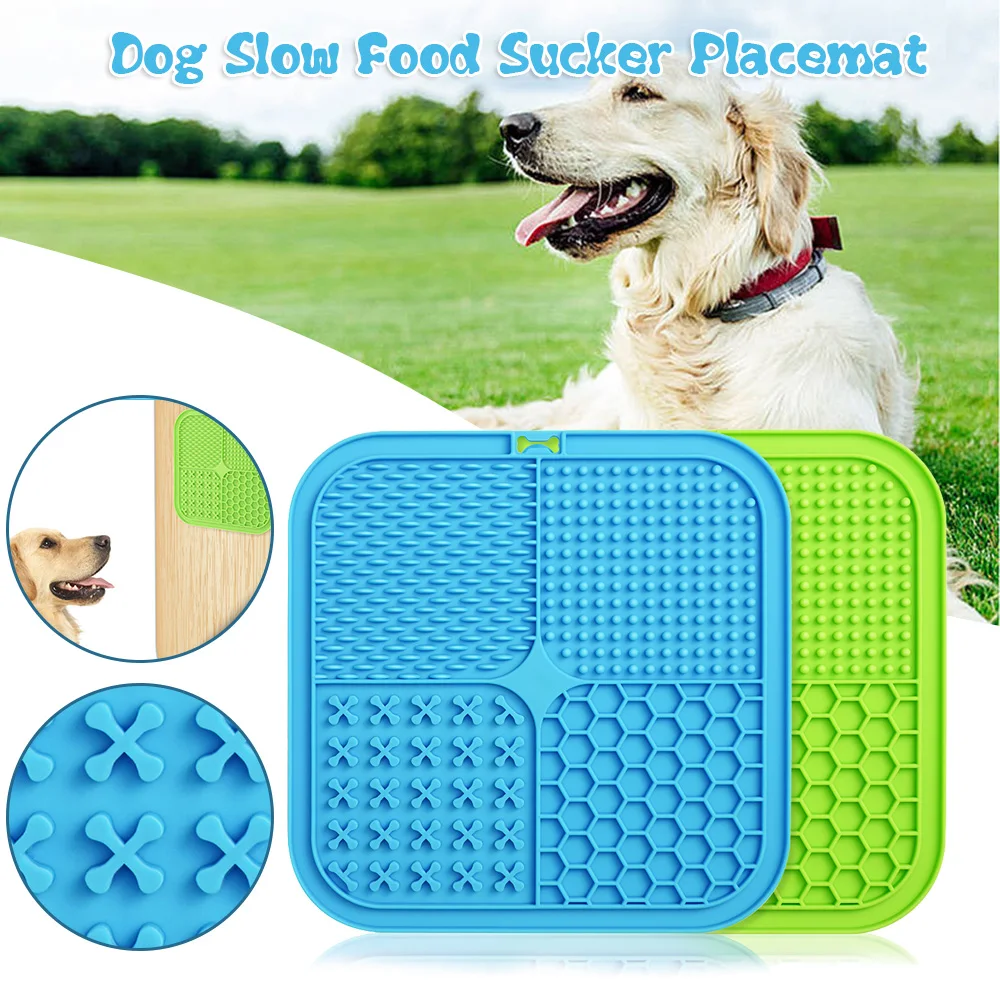 

Reusable Dog Lick Pad with Spatula Suction Cup Silicone Pet Slow Feeder Mat Durable Pet Licking Mat Anti-Slip Dog Feeder EIG88
