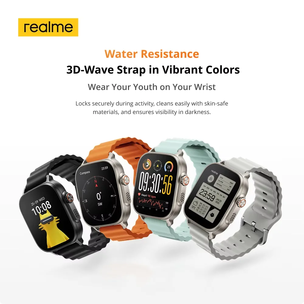 Оригинальные часы Realme, 5 глобальных тонов, 460 мАч, 14 дней, срок службы батареи, 1,97 дюйма, 600 нит, AMOLED, IP68, водонепроницаемые, 300 + тема, поддержка GPS (art.: 3920d2ed75bc4) - 3920d2ed75bc4