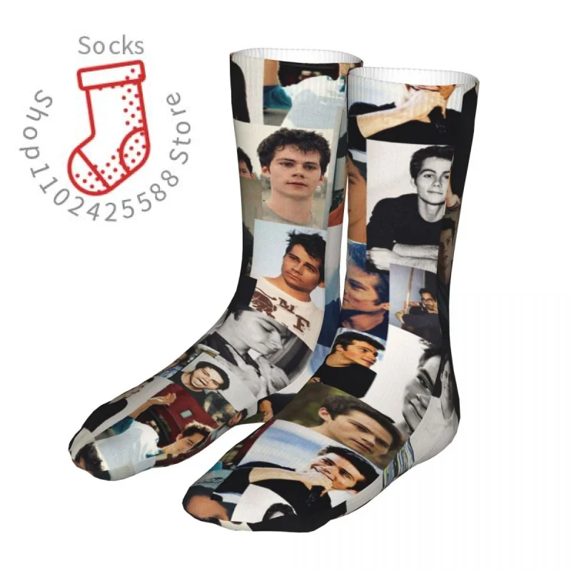 

Happy Funny Socks Men's Women's Casual Dylan O'Brien Socks Teen Wolf Actor Skateboard Socks All Year Long