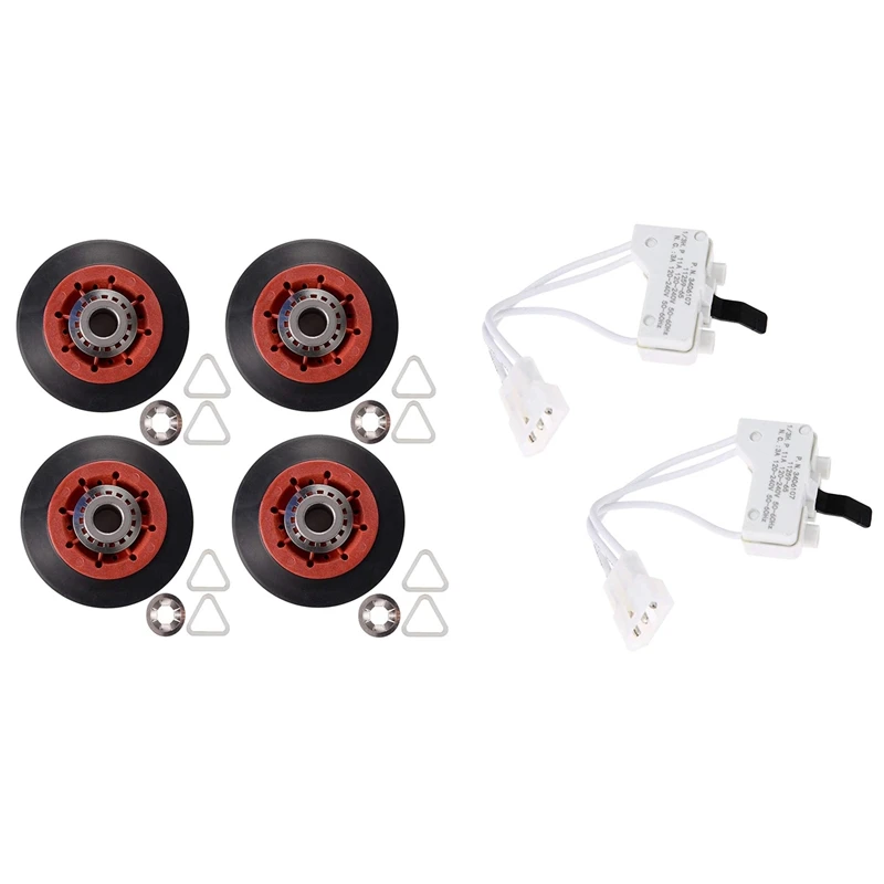 

4 барабанных ролика для сушки 8536974 и 2 барабанных переключателя для сушилки 3406107 в сборе, замена пары