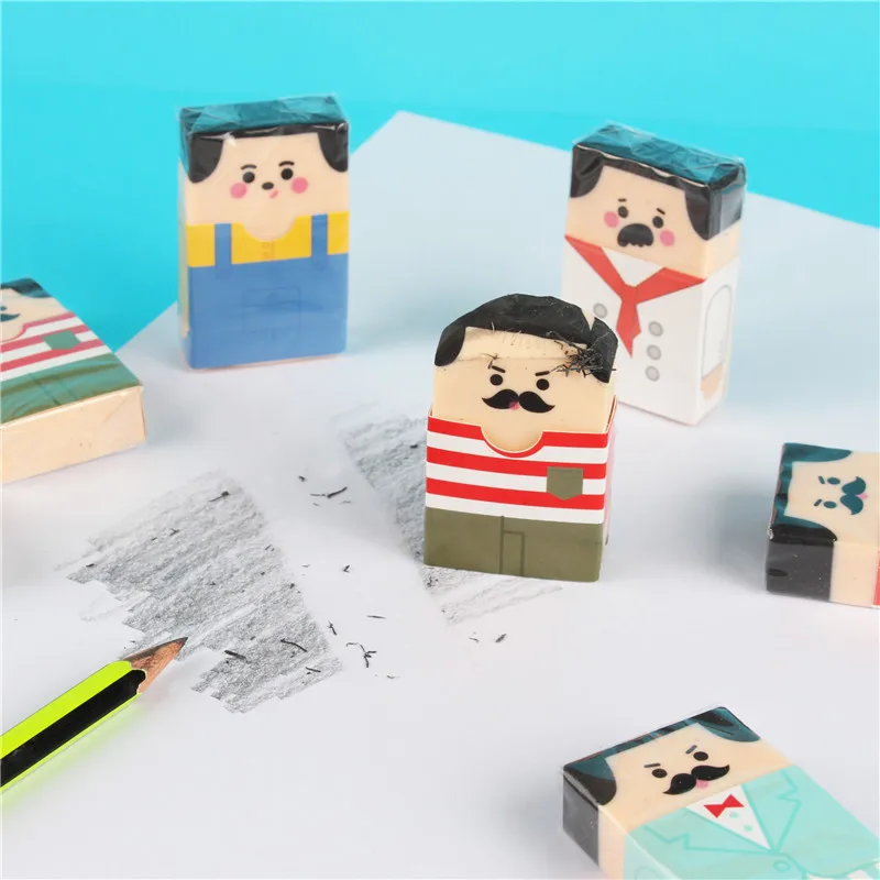 

Cartoon Erasers Correction Tools Kawaii Old Man Rubber Pencil Eraser Funny Korean Stationery Kids Gfts School Office Supplies