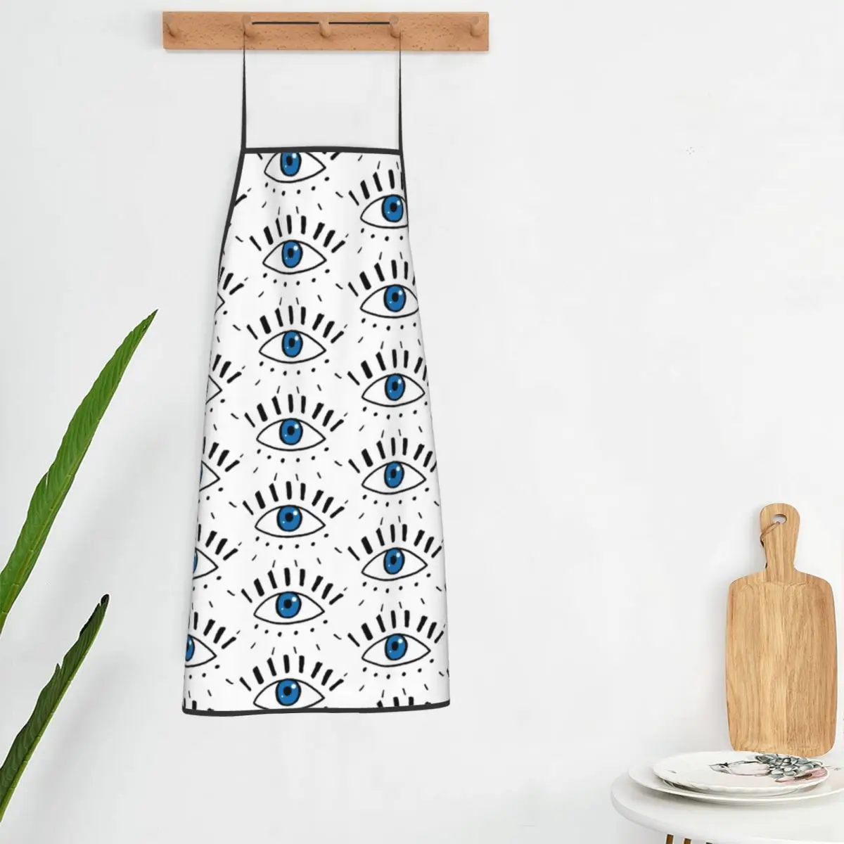 

Dark Blue Eyes Apron Sketchy Eye Design Eyeball Barber Barbecue Kitchen Accessories Cooking Custom Aprons without Pocket
