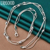 925 sterling silver 18 inches snake chain charm beads necklace for women party engagement wedding fashion jewelry