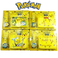 new original pokemon childrens wallet watch set kawaii pikachu kids watch cartoon anime figure toy boys girls birthday gifts