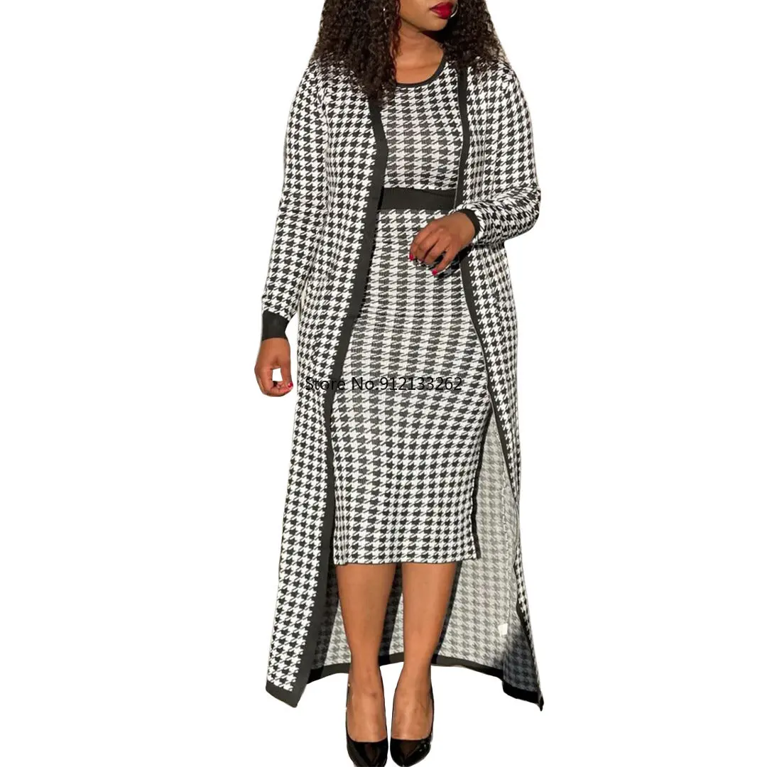 

AutumnAfrican Dresses for Women Elegant African Women Long Sleeve Polyester Two Pieces Sets Dress + Coat African Clothes