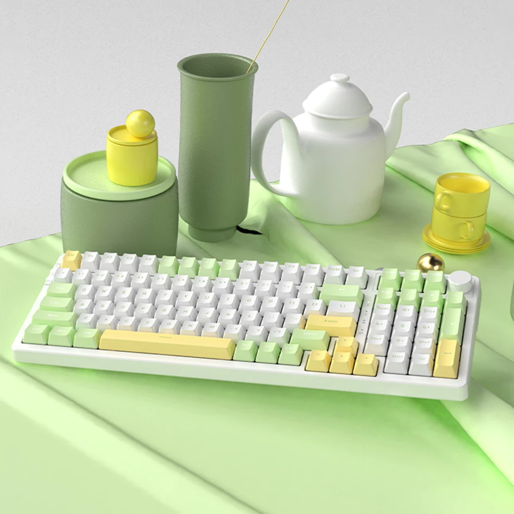 

Механическая клавиатура с RGB-подсветкой, 99-клавишная игровая механическая клавиатура, набор прокладок с горячей заменой, подключение в 3 реж...