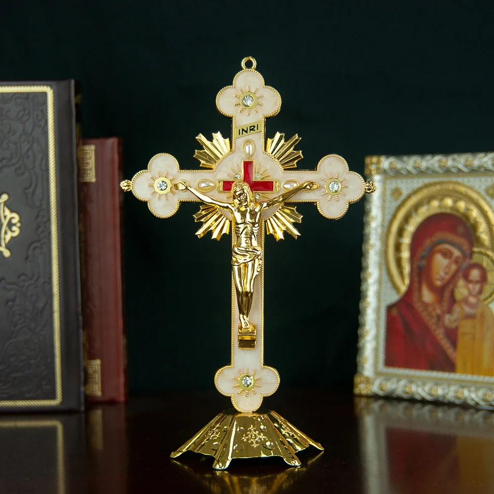 Католический крест Иисуса с стоячим распятием для домашнего декора религиозный