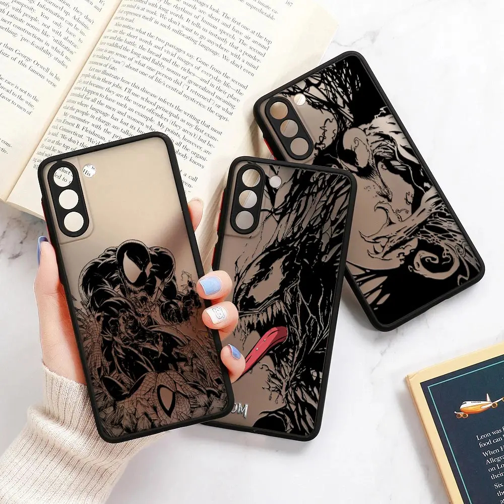

Marvel Spiderman Venom Black Art Matte Clear Fundas For Samsung S23 Ultra Cases Galaxy S20 FE S21 S22 Ultra S10 S8 S9 Plus Cover