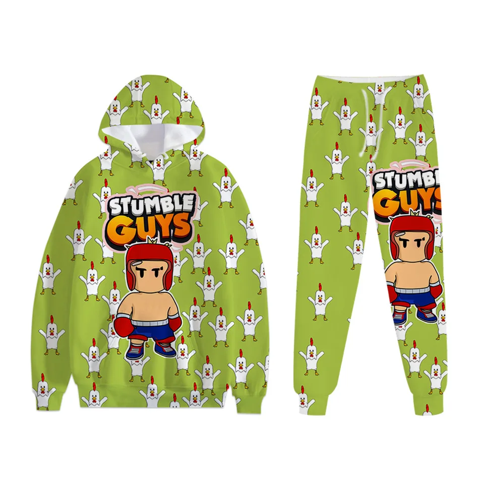 

2023 New Stumble Guys Collision Party Digital Printing Hooded Children's Adult Casual Daily Sweater Legged Pants