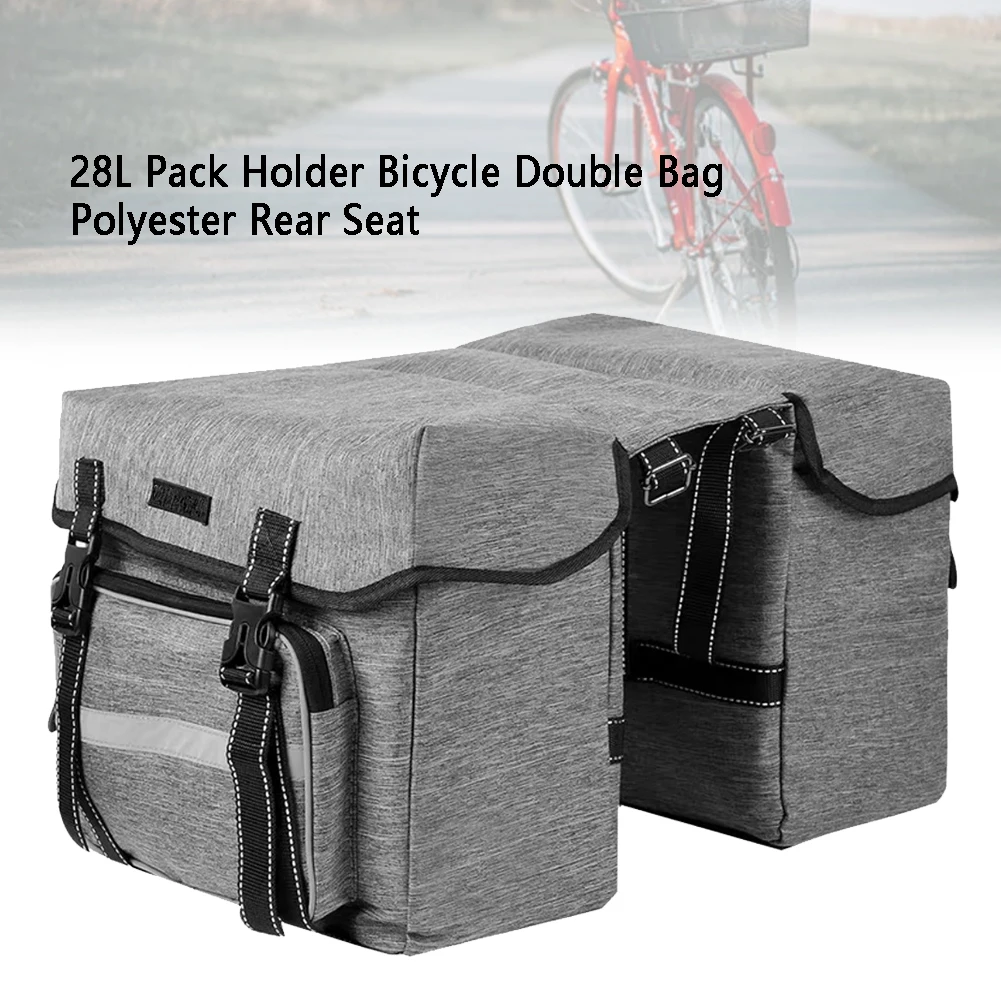 

28L Universal Carrier Holder Waterproof Rear Seat Saddle Pannier Pack Bicycle Double Bag Polyester Large Capacity Storage