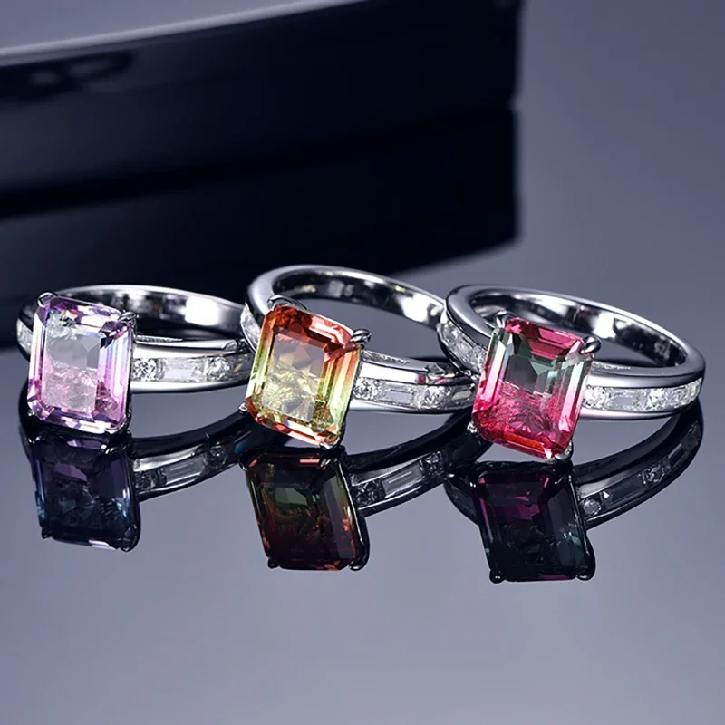 Женское кольцо из серебра 925 пробы с турмалином