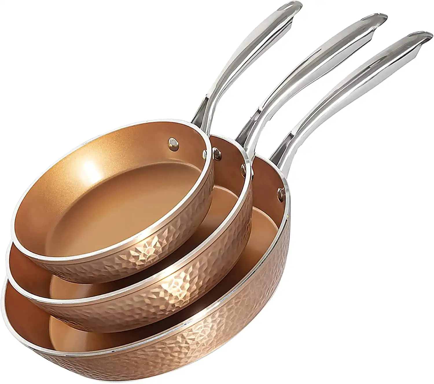 

Diamond 3-Piece Hammered Frying Pan Set, Nonstick Cookware