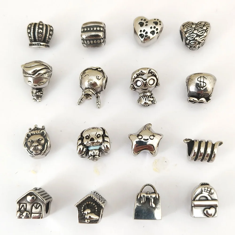 

3 Pcs Pandoraer Stainless Steel Girl Boy Charm Beads Fit The Original Bracelet Accessory DIY Feminine Jewelry